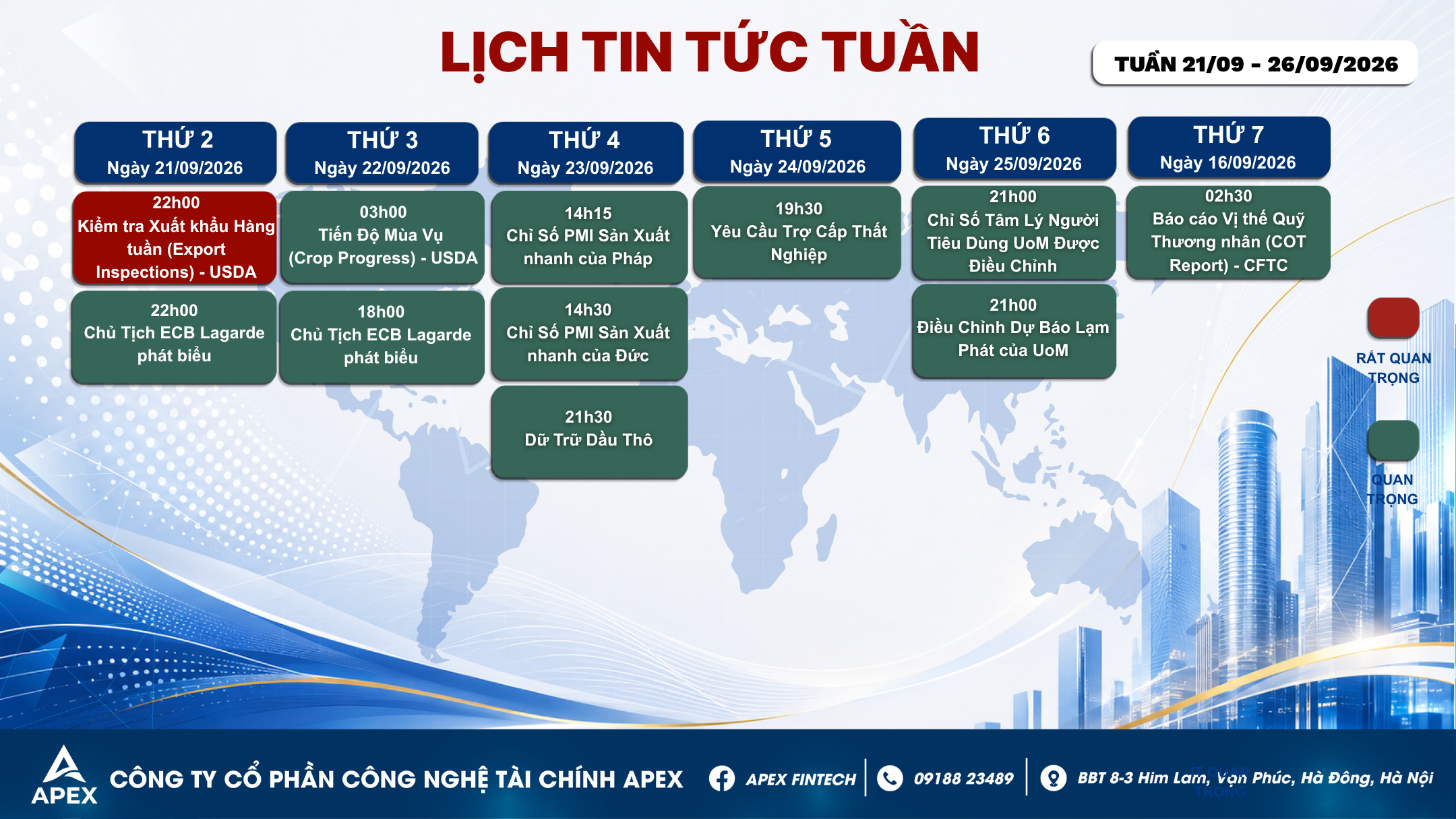 LỊCH TIN TỨC TUẦN TUẦN 4 - THÁNG 9